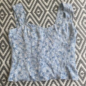 Reformation Blue Fitted Crop Tank Top
